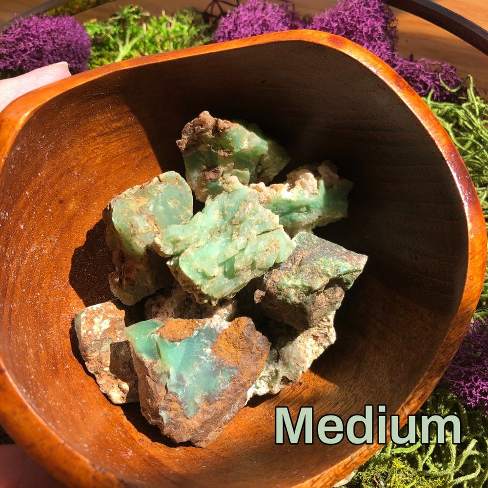 Raw Chrysoprase Chunk from Tanzania Medium size natural crystal blue green